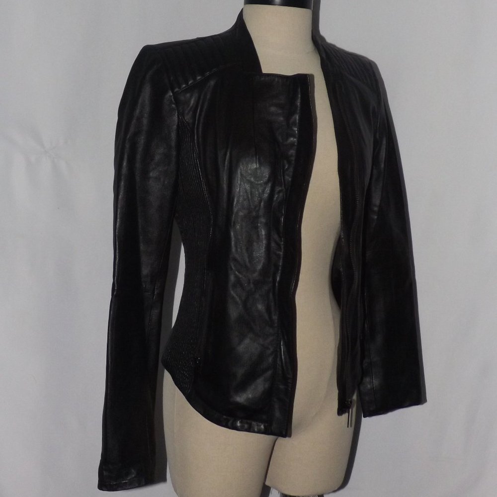 Zara Basic Black Motorcycle Jacket Size: Small - image 3